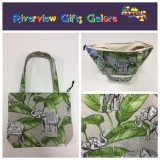 Medium Tote Bag with Zip- Elephants Medium Tote Bag with Zip- Elephants